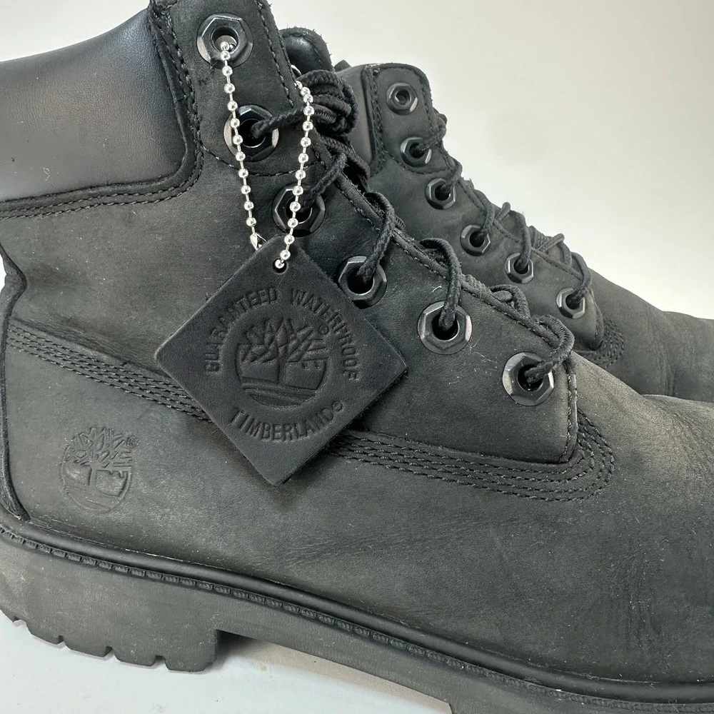 Timberland Premium 6 Inch Waterproof Boots Black Nubuck Boys Size 7 A66122